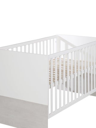 ROBA Lit bébé évolutif "Julia" - 70x140 - Convertible - Hauteur Réglable - Blanc/Chêne Blanchi