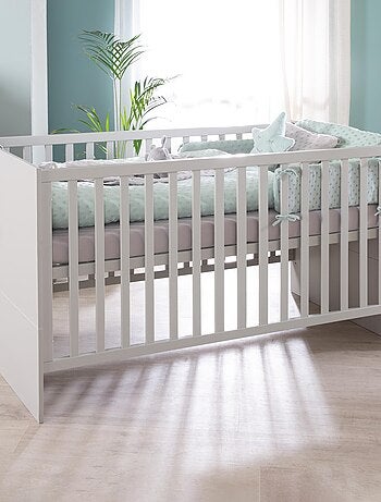 ROBA Lit Bébé Évolutif Lea en Bois - Convertible En Lit Junior - Hauteur Réglable - Gris Clair