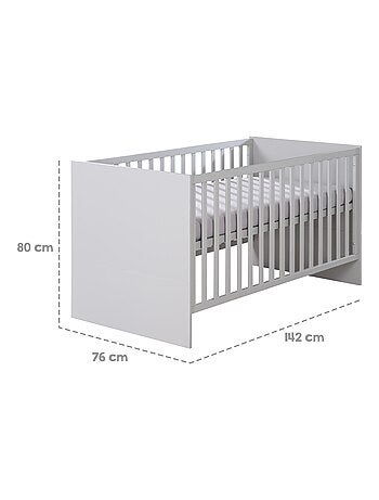 ROBA Lit Bébé Évolutif Lea en Bois - Convertible En Lit Junior - Hauteur Réglable - Gris Clair