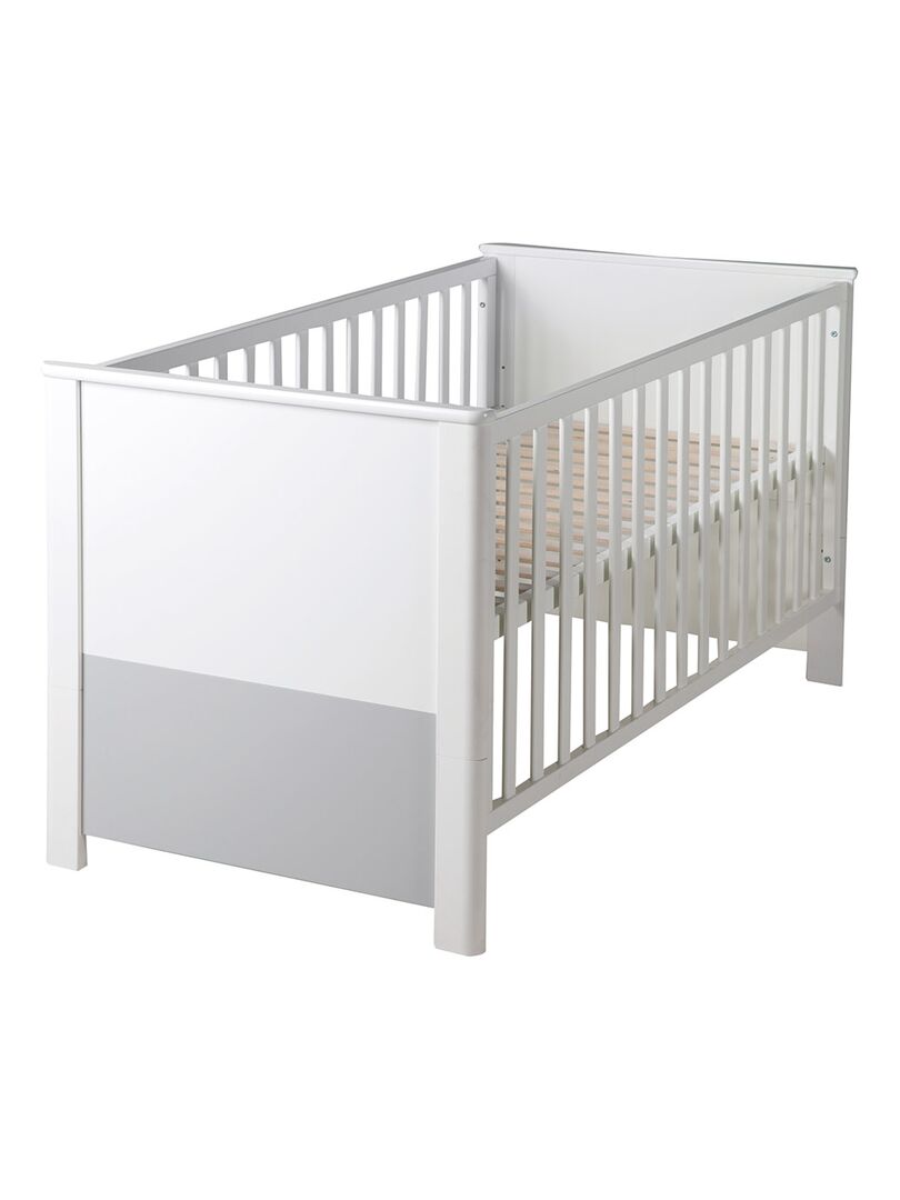ROBA Lit bébé évolutif "Linus" - 70x140 - Convertible - Hauteur Réglable - 0 à 7 Ans - Blanc/Gris Blanc - Kiabi