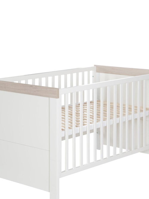ROBA Lit bébé évolutif "Lucy" - 70x140 - Hauteur Réglable - 0 à 7 Ans - Blanc/Décor 'Luna elm' - Kiabi