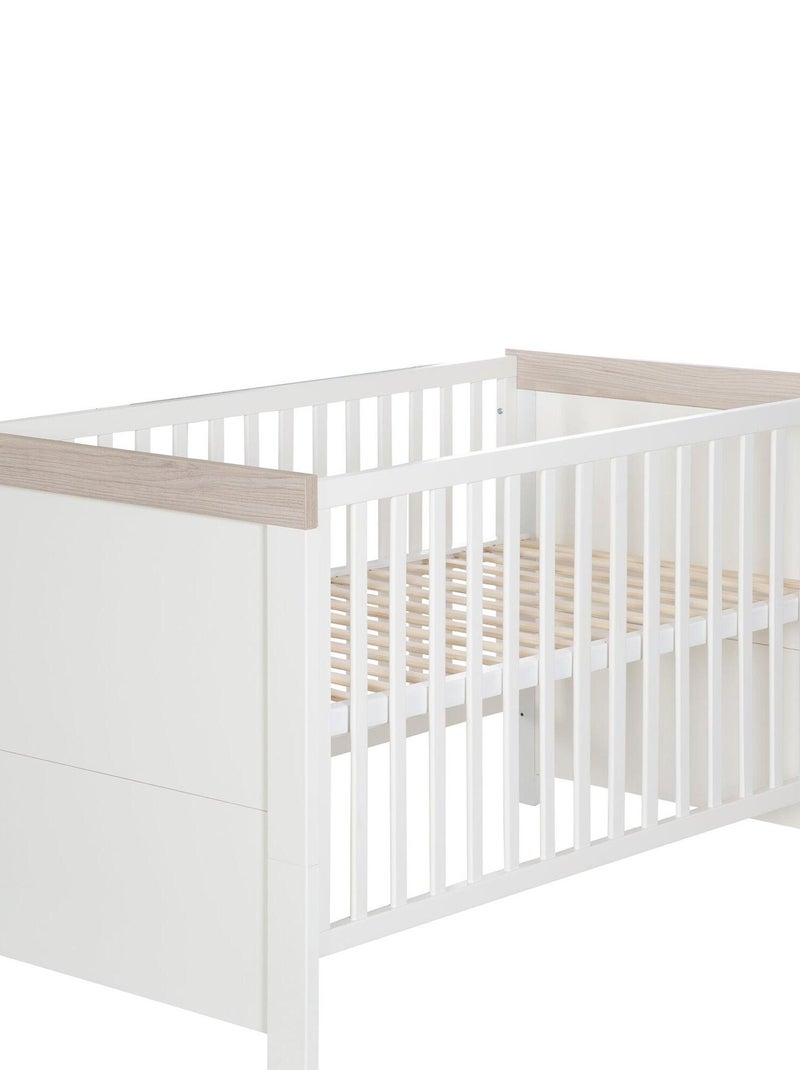 ROBA Lit bébé évolutif "Lucy" - 70x140 - Hauteur Réglable - 0 à 7 Ans - Blanc/Décor 'Luna elm' Blanc - Kiabi