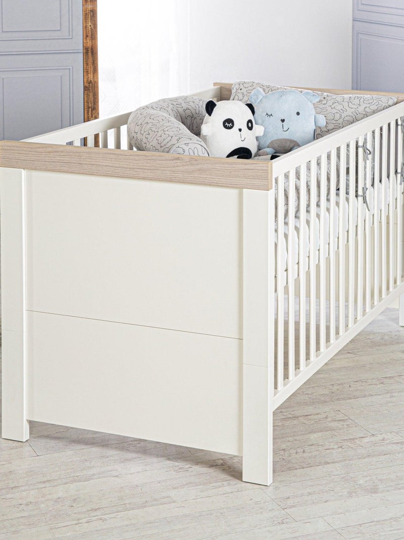 ROBA Lit bébé évolutif "Lucy" - 70x140 - Hauteur Réglable - 0 à 7 Ans - Blanc/Décor 'Luna elm' Blanc - Kiabi