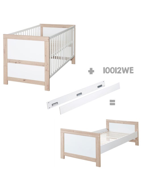 ROBA Lit Bébé Évolutif Malo 70 x 140 cm - Aspect Cadre en Effet Chêne / Blanc - Kiabi