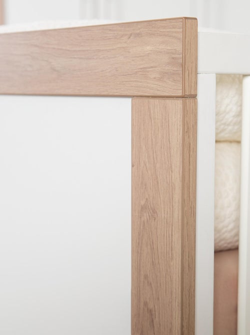 ROBA Lit Bébé Évolutif Malo 70 x 140 cm - Aspect Cadre en Effet Chêne / Blanc - Kiabi