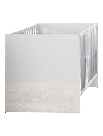 ROBA Lit bébé évolutif "Maren 2" - 70x140 - Hauteur Réglable - 0 à 7 Ans - Gris Clair/Chêne Blanchi