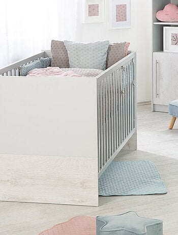 ROBA Lit bébé évolutif "Maren 2" - 70x140 - Hauteur Réglable - 0 à 7 Ans - Gris Clair/Chêne Blanchi