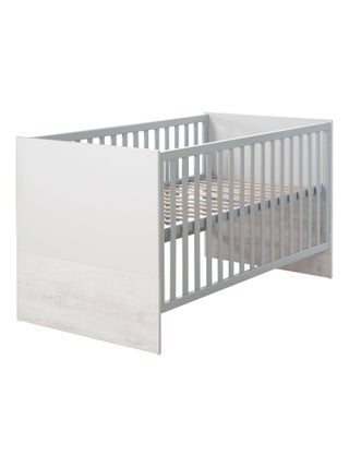 ROBA Lit bébé évolutif "Maren 2" - 70x140 - Hauteur Réglable - 0 à 7 Ans - Gris Clair/Chêne Blanchi