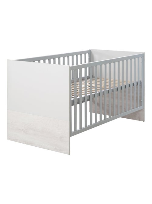 ROBA Lit bébé évolutif "Maren 2" - 70x140 - Hauteur Réglable - 0 à 7 Ans - Gris Clair/Chêne Blanchi - Kiabi