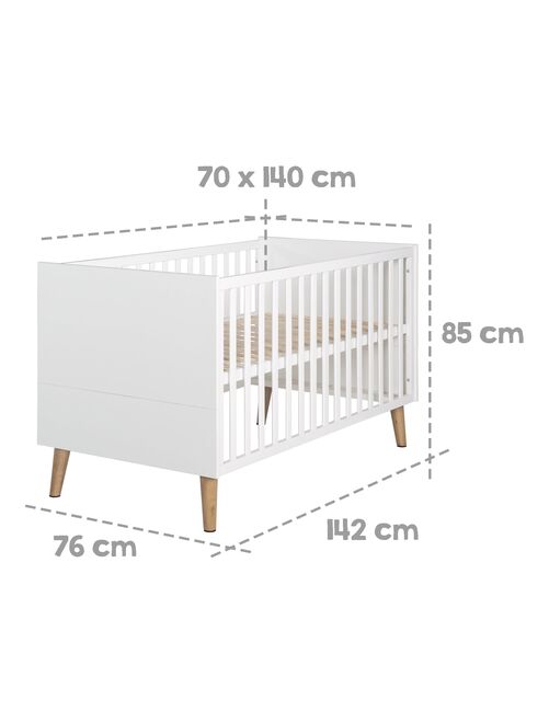 Lit bébé évolutif - ELINOR- 120x60 cm - Blanc - Kiabi - 199.00€