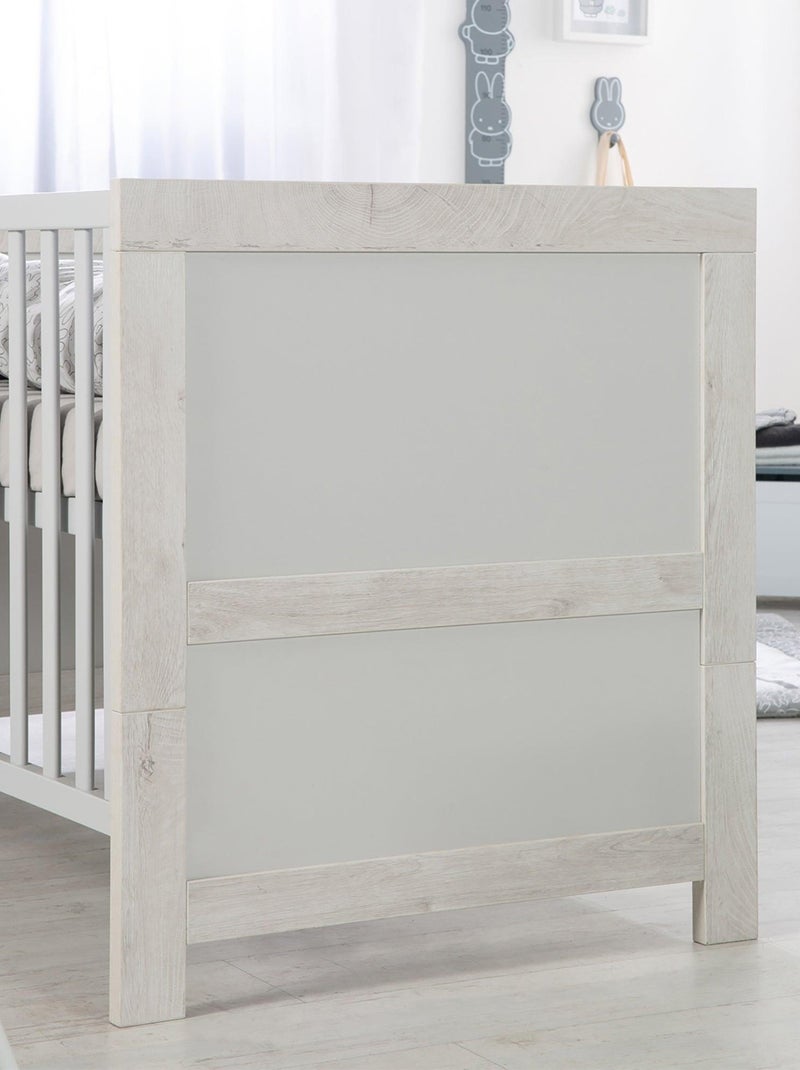 ROBA Lit bébé évolutif "Mila" - 70x140 - Hauteur Réglable - 0 à 7 Ans - Gris clair/ Chêne Blanchi Gris clair - Kiabi