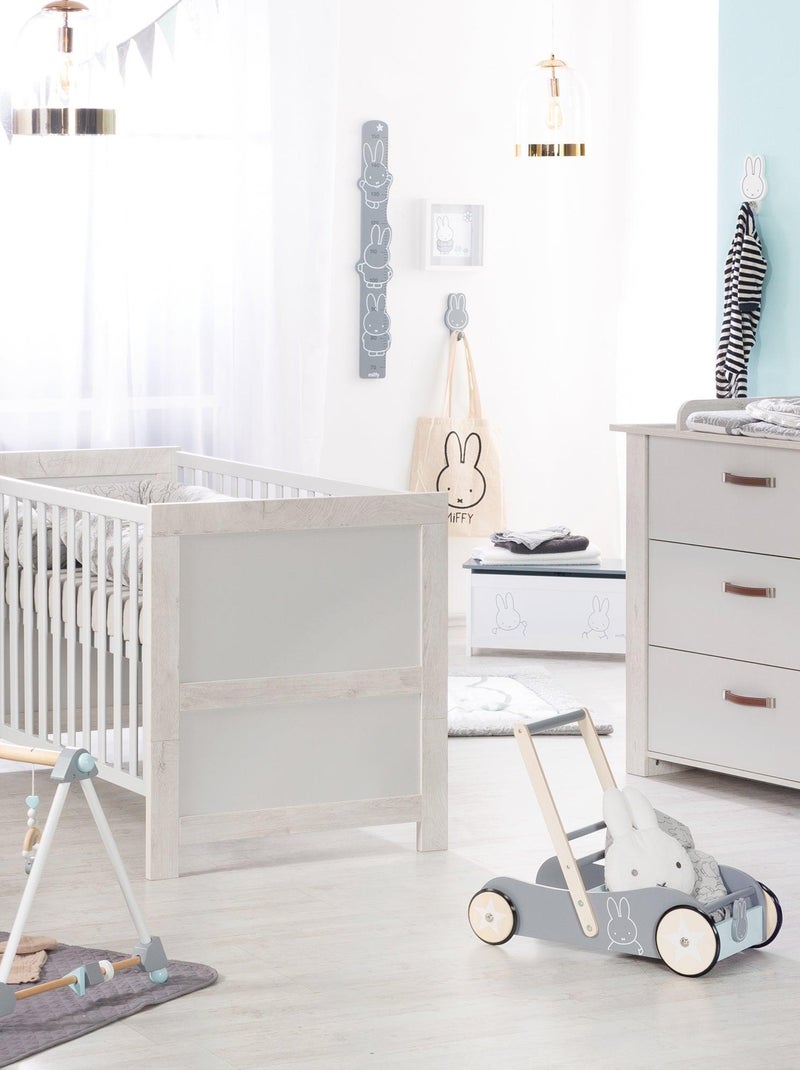 ROBA Lit bébé évolutif "Mila" - 70x140 - Hauteur Réglable - 0 à 7 Ans - Gris clair/ Chêne Blanchi Gris clair - Kiabi
