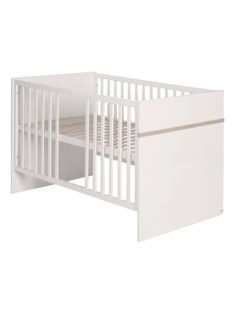 ROBA Lit bébé évolutif "Moritz" - 70x140 - Convertible - Hauteur Réglable - Blanc/Décor 'Luna elm' Blanc - Kiabi