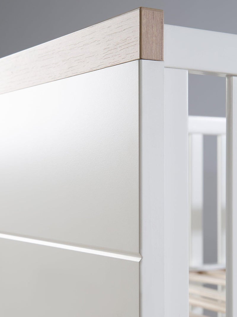 ROBA Lit bébé évolutif "Nele" - 70x140 - Hauteur Réglable - 0 à 7 Ans - Blanc/Décor Chêne Artisanal Blanc - Kiabi