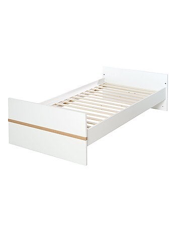 ROBA Lit bébé évolutif "Pia" - 70x140 - Convertible - Hauteur Réglable - Blanc/Décor 'San Remo'