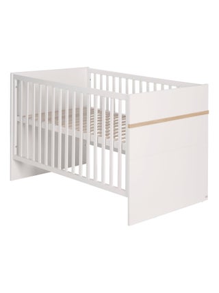 ROBA Lit bébé évolutif "Pia" - 70x140 - Convertible - Hauteur Réglable - Blanc/Décor 'San Remo'