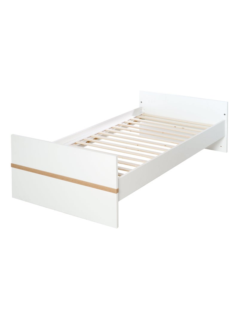 ROBA Lit bébé évolutif "Pia" - 70x140 - Convertible - Hauteur Réglable - Blanc/Décor 'San Remo' Blanc - Kiabi
