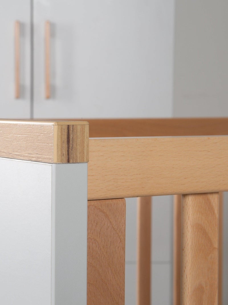 ROBA Lit bébé évolutif "Tobi" - 70x140 - Hauteur Réglable - 0 à 7 Ans - Gris Clair/ Décor Bois Gris clair - Kiabi