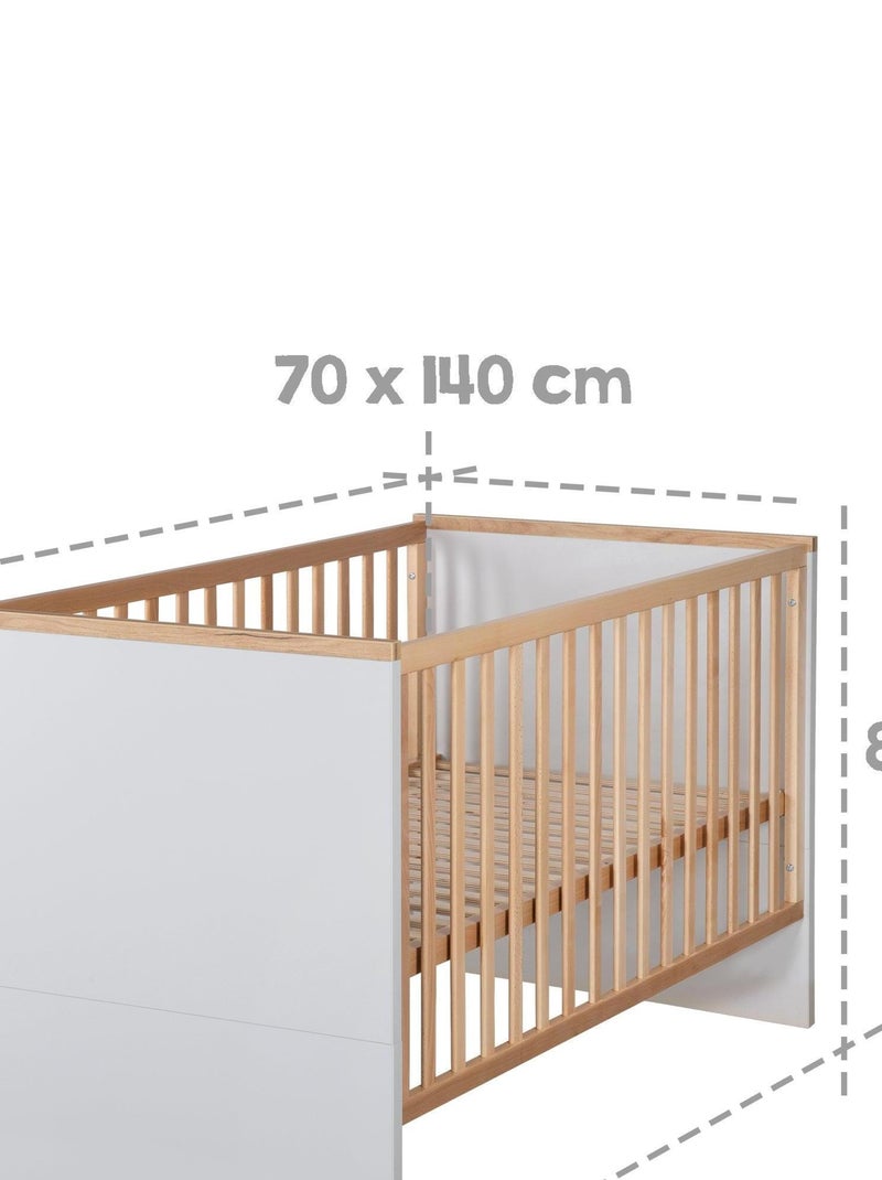 ROBA Lit bébé évolutif "Tobi" - 70x140 - Hauteur Réglable - 0 à 7 Ans - Gris Clair/ Décor Bois Gris clair - Kiabi