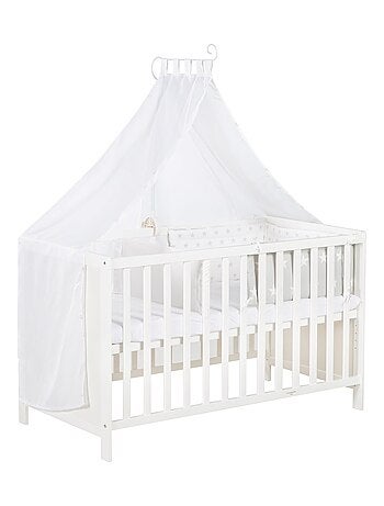 ROBA Lit Bébé Multifonctionnel 60 x 120 cm + Équipement du Lit - Blanc
