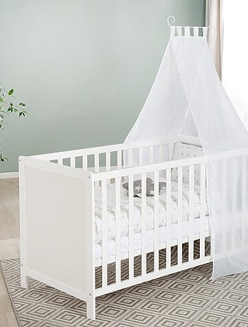 ROBA Lit Bébé Multifonctionnel 60 x 120 cm + Équipement du Lit - Blanc
