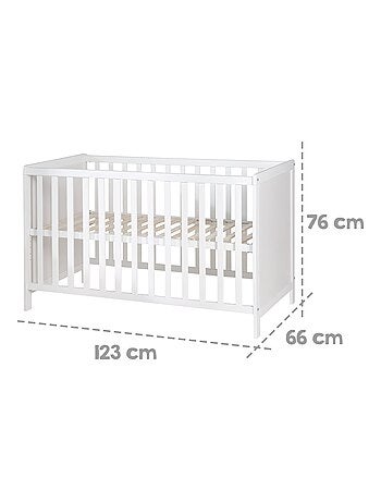ROBA Lit Bébé Multifonctionnel 60 x 120 cm + Équipement du Lit - Blanc