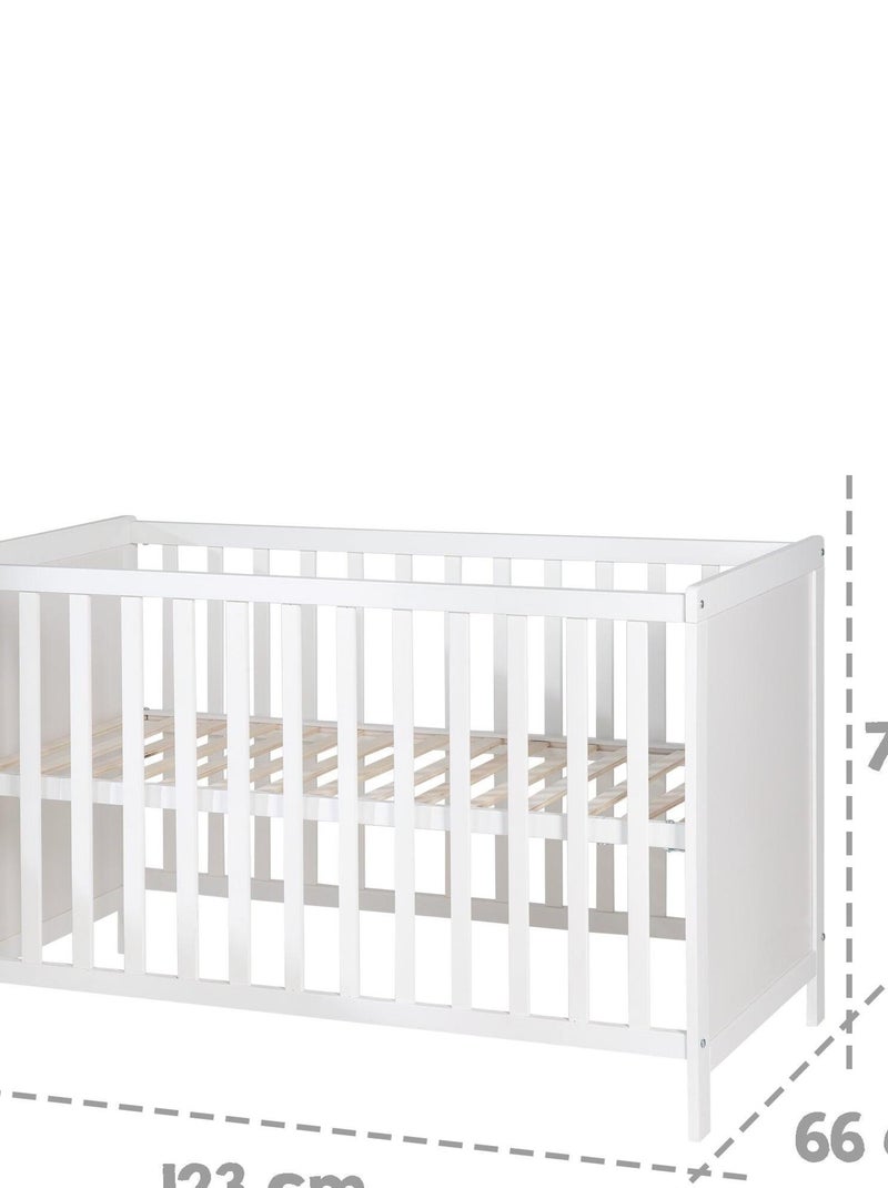 ROBA Lit Bébé Multifonctionnel 60 x 120 cm + Équipement du Lit - Blanc Blanc - Kiabi
