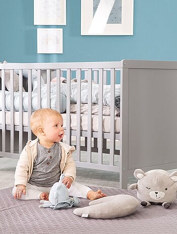 Lit bébé avec tiroir Lit Enfant avec Matelas, barreaux réglables en Hauteur  60x120 & barreaux Amovibles