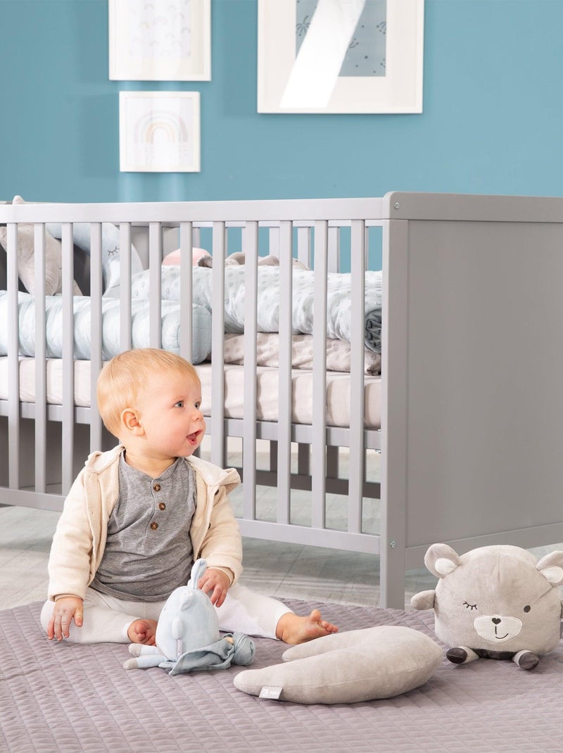 ROBA Lit Cododo 60 x 120 cm - Bois Gris - Réglable - 5 Barreaux Amovibles Gris - Kiabi