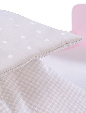 ROBA Lit de Poupée en Bois "Princess Sophie" - Inclus Textile - Rose/Gris