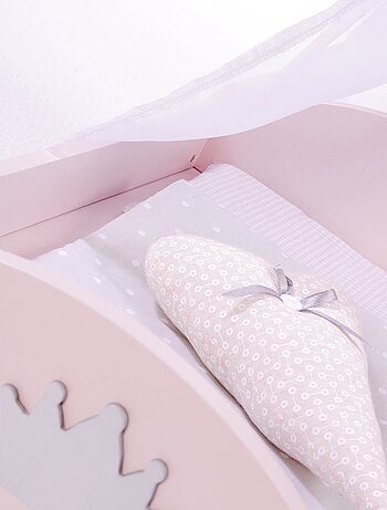 ROBA Lit de Poupée en Bois "Princess Sophie" - Inclus Textile - Rose/Gris