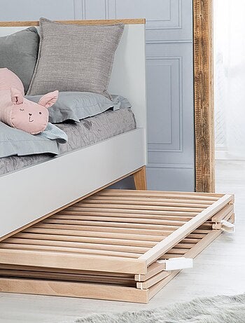 ROBA Lit pliable "Fold Up" 60x120 - Réglable en hauteur - Bois blanc