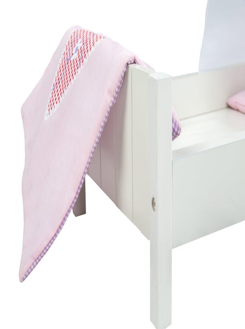 ROBA Lit pour Poupée en Bois "Fienchen" Inclus Textile Rose - Laqué Blanc - Kiabi