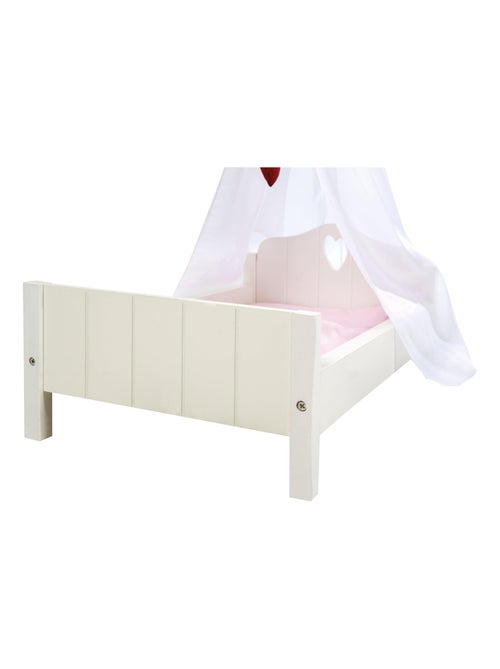 ROBA Lit pour Poupée en Bois "Fienchen" Inclus Textile Rose - Laqué Blanc - Kiabi