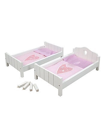 ROBA Lit Superposé pour Poupée Jumelle en Bois "Fienchen" - Séparable en 2 Lits - Laqué Blanc