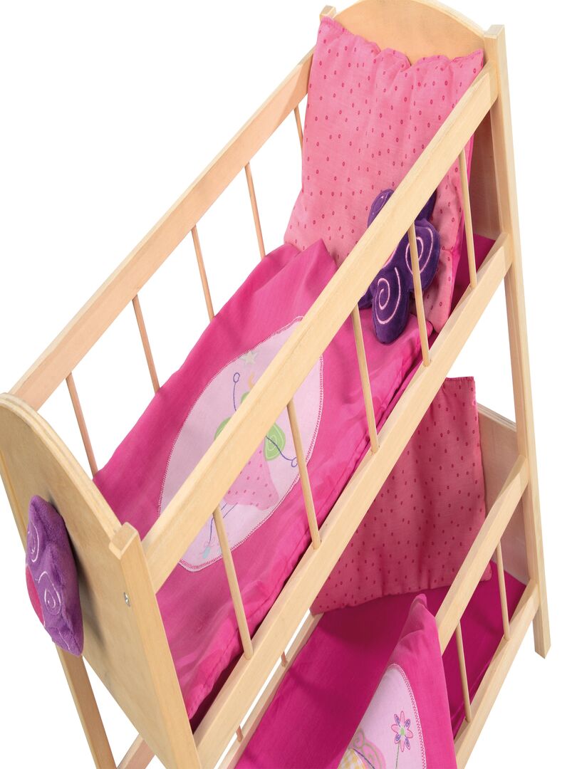 howa lit de poupée lit superposé en bois Rainbow rose avec 2x literie,  mauve, effet brillant 24402