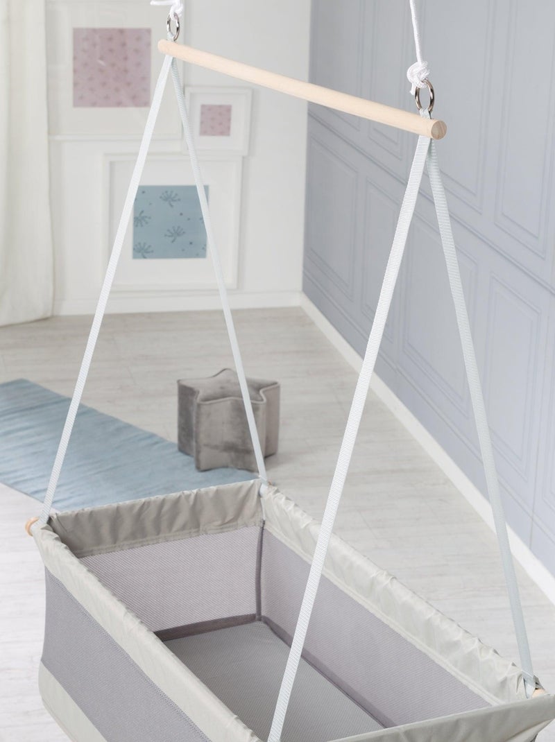 ROBA Lit Suspendu "safe asleep®" - 45x90 - Tissu À Mailles - Matelas Inclus Gris Blanc - Kiabi