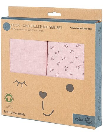 ROBA Lot 2 Serviettes d'Allaitement 'Lil Planet' - 120 x120 - Coton Bio OEKOTEX