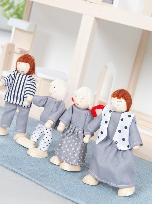 ROBA Maison de poupée + meubles et poupées – bois naturel - Kiabi