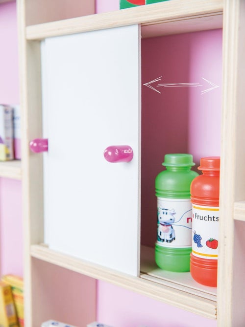 ROBA Marchande en Bois avec Horloge + Caisse Enregistreuse Microphone et Accessoires - Rose/Naturel - Kiabi