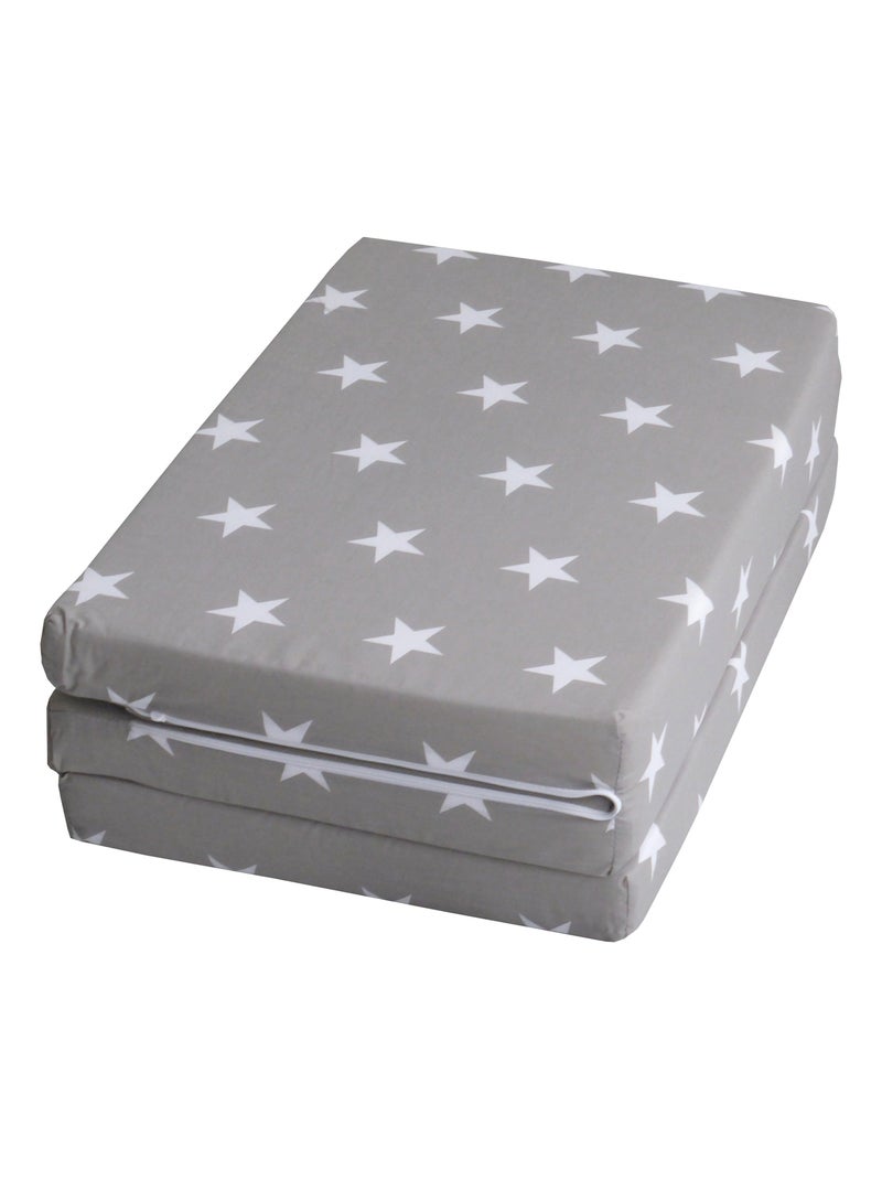 ROBA Matelas de Voyage Little Stars 60 x 120 cm Pliable + Sac de Transport Gris Blanc - Kiabi