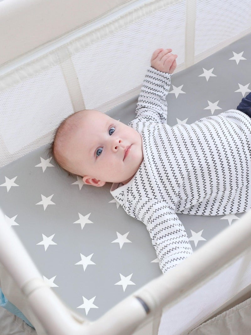 ROBA Matelas de Voyage Little Stars 60 x 120 cm Pliable + Sac de Transport Gris Blanc - Kiabi