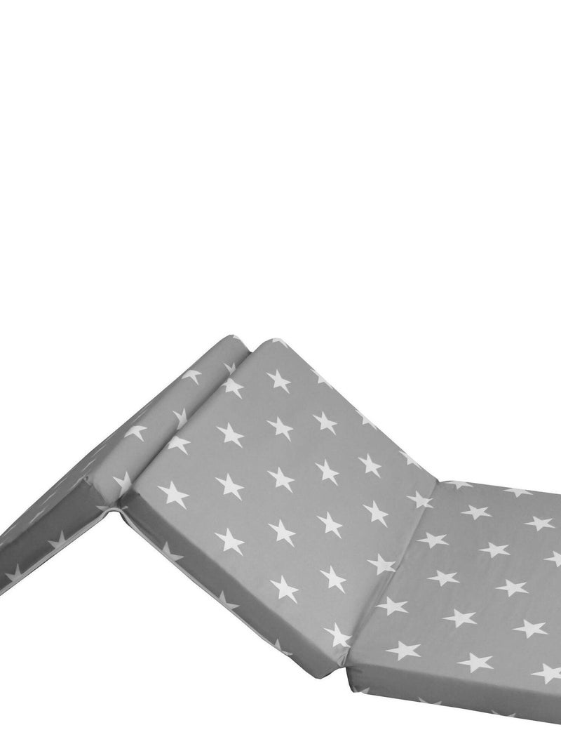 ROBA Matelas de Voyage Little Stars 60 x 120 cm Pliable + Sac de Transport Gris Blanc - Kiabi