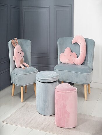 ROBA Mini Fauteuil en Velours "Lil Sofa" - Chaise Enfant avec Pieds en Bois Stables - Rose