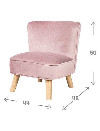 ROBA Mini Fauteuil en Velours "Lil Sofa" - Chaise Enfant avec Pieds en Bois Stables - Rose