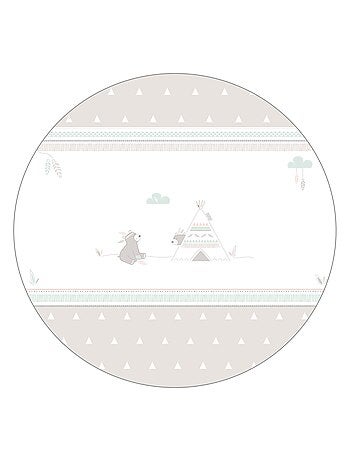 ROBA Parc Bébé en Bois 75x100 "Indibear" + Tapis de Parc Bébé et Roues à Freins - Blanc