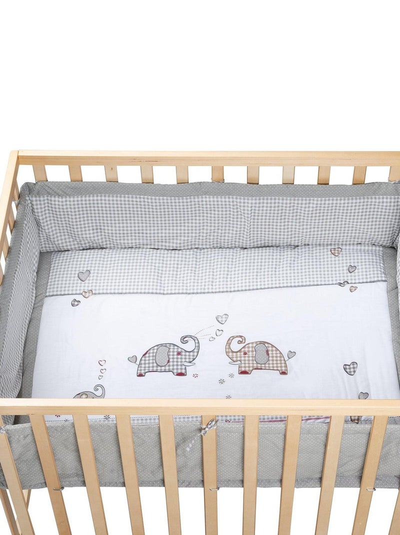 ROBA Parc Bébé en Bois 75x100 "Jumbotwins" + Tapis de Parc Bébé et Roues à Freins - Blanc Marron clair - Kiabi