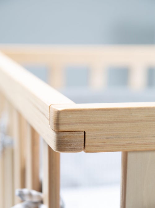 ROBA Parc Bébé en Bois 75x100 "Jumbotwins" + Tapis de Parc Bébé et Roues à Freins - Blanc - Kiabi