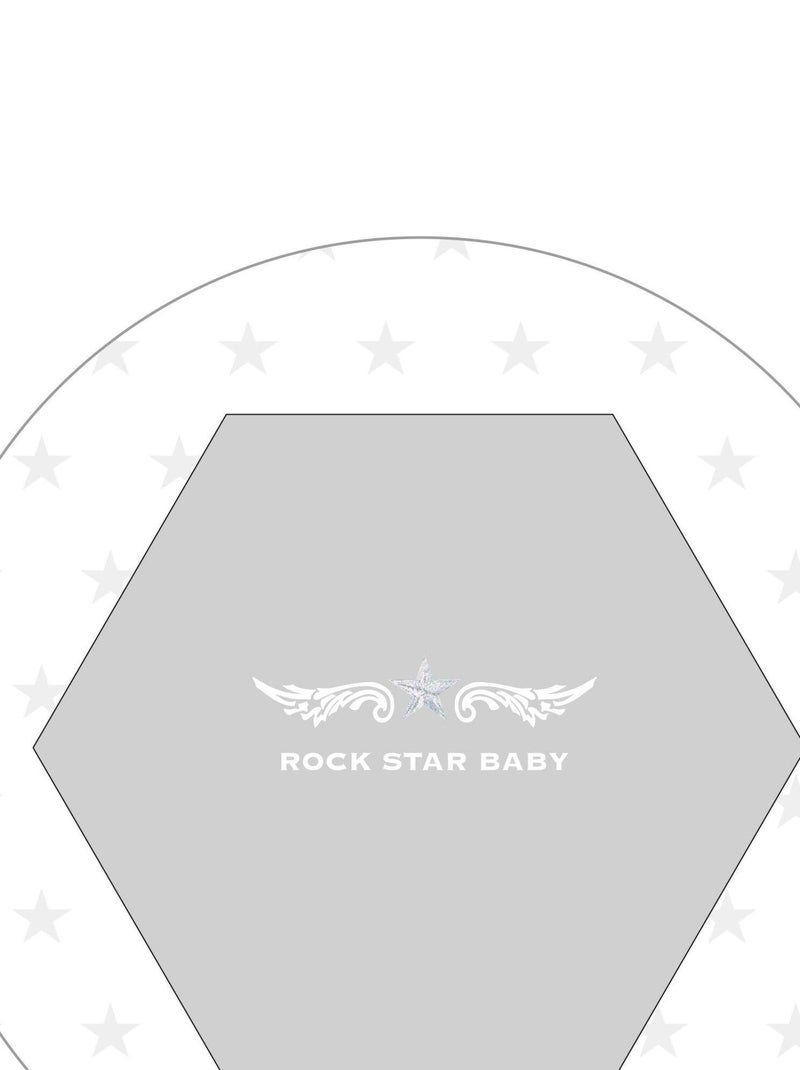 ROBA Parc Bébé en Bois 75x100 "Rock Star Baby" + Tapis de Parc Bébé et Roues à Freins - Blanc Blanc - Kiabi