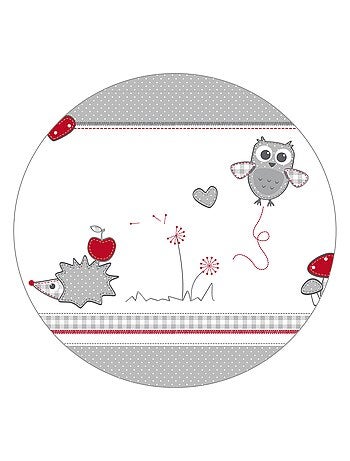 ROBA Parc Bébé Hexagonal en Bois "Adam & Eule" + Tapis de Parc et Roues à Freins - Blanc